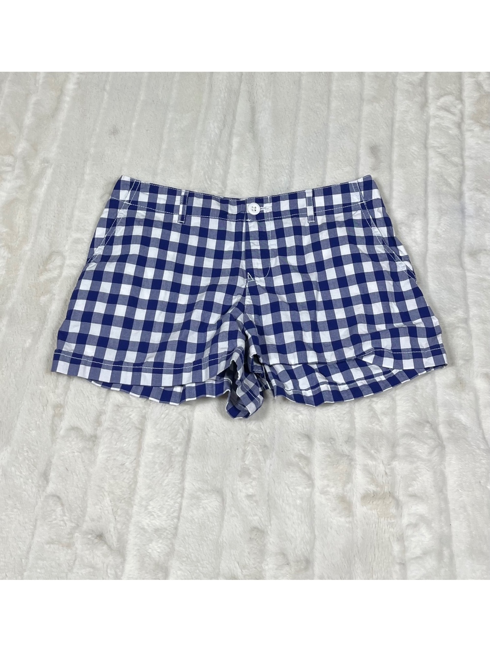 Polo Ralph Lauren Girls 14 Blue White Gingham Spring Summer Plaid Shorts